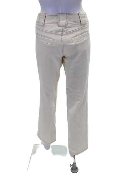 Nanette Lepore Womens Denim 4 Pocket Low-Rise BStraight Leg Jeans Cream Size 6