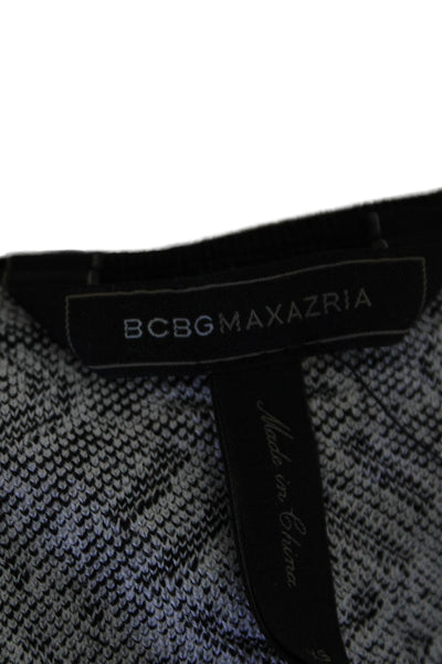 BCBGMAXAZRIA Womens Stretch Knit Floral Short Sleeve Mid-Calf Black Size XS