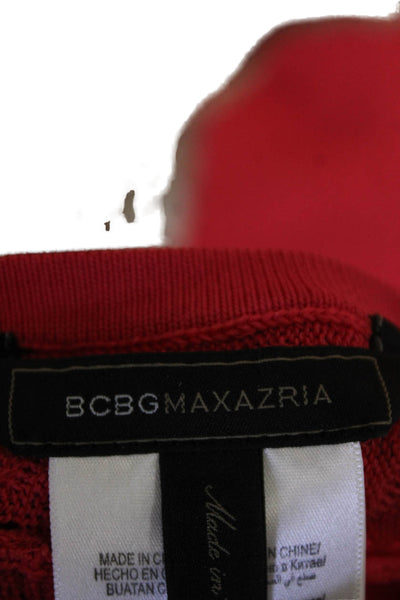 BCBGMAXAZRIA Womens Knit Round Neck Short Sleeve Fit + Flare Dress Red Size S