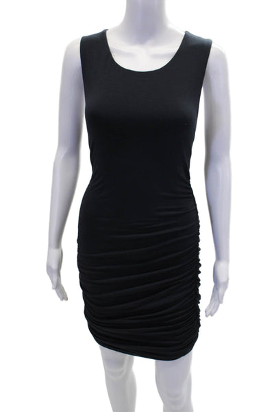 Drew Women's Round Neck Sleeveless Ruched Fitted Mini Dress Navy Blue Size M
