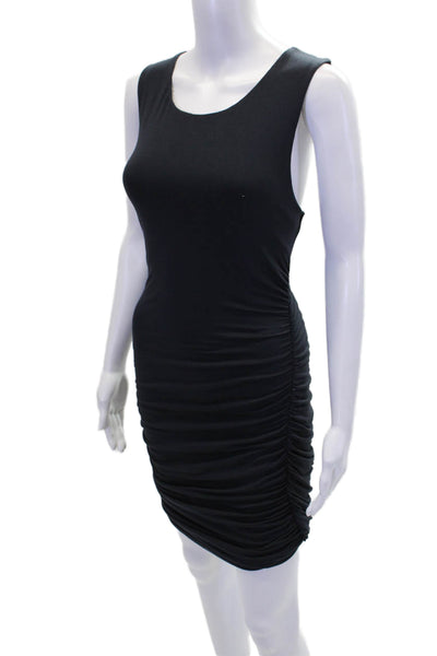 Drew Women's Round Neck Sleeveless Ruched Fitted Mini Dress Navy Blue Size M
