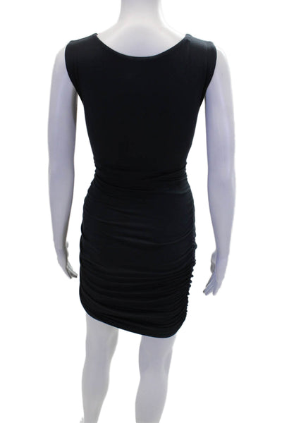 Drew Women's Round Neck Sleeveless Ruched Fitted Mini Dress Navy Blue Size M