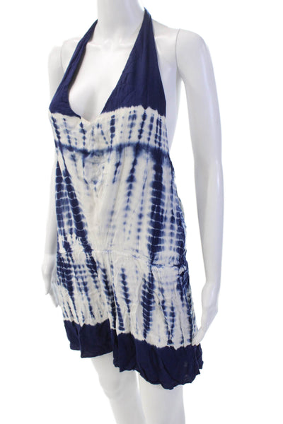 Young Fabulous & Broke Womens Tie-Dye Sleeveless Halter Romper Blue Size S