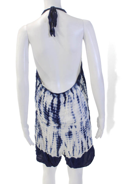 Young Fabulous & Broke Womens Tie-Dye Sleeveless Halter Romper Blue Size S