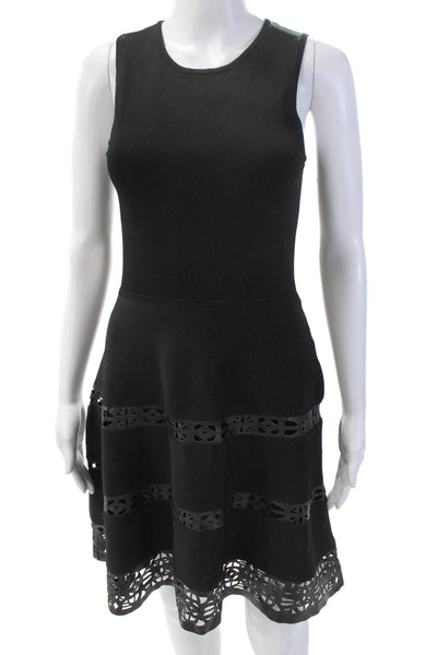 Parker Womens Sleeveless Scoop Neck Zip A-Line Mini Dress Black Size XS