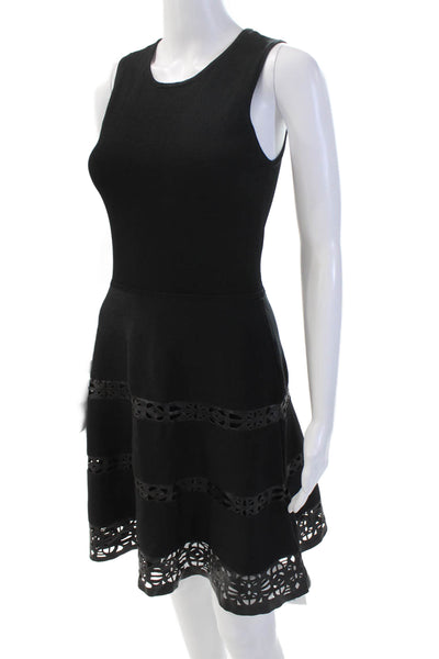 Parker Womens Sleeveless Scoop Neck Zip A-Line Mini Dress Black Size XS