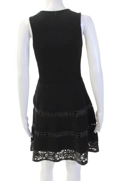 Parker Womens Sleeveless Scoop Neck Zip A-Line Mini Dress Black Size XS