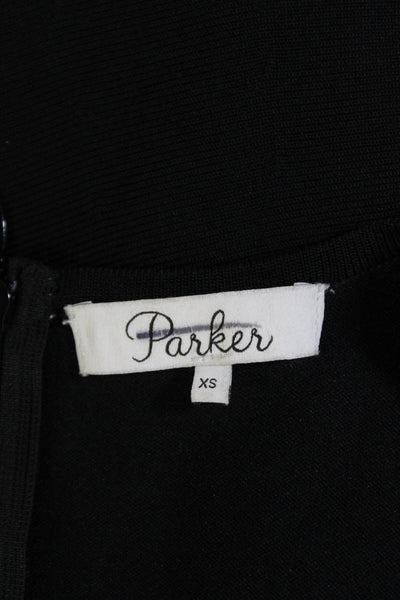 Parker Womens Sleeveless Scoop Neck Zip A-Line Mini Dress Black Size XS