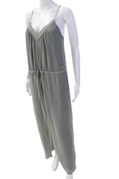 Rory Beca Womens Sleeveless V-Neck Drawstring Midi Dress Green Size XS