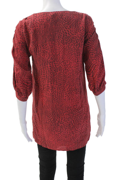 Geren Ford Womens Silk Geometric Long Sleeve V-Neck Blouse Red Size XS