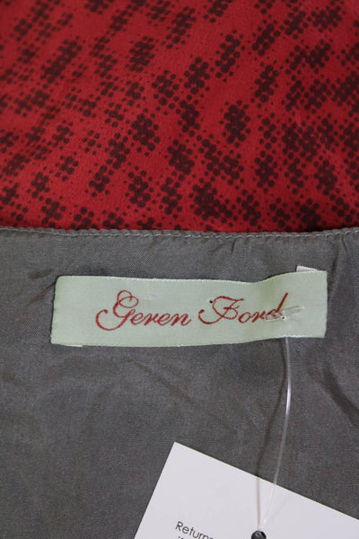 Geren Ford Womens Silk Geometric Long Sleeve V-Neck Blouse Red Size XS