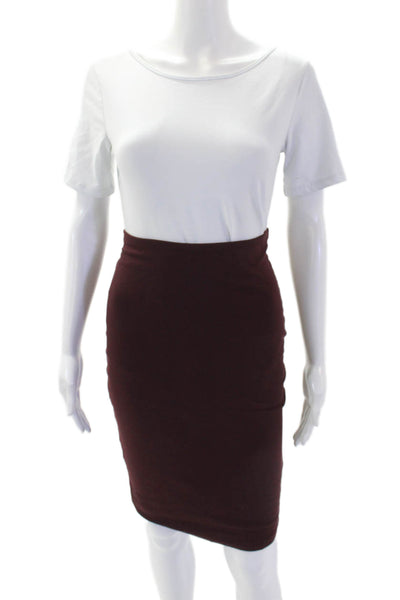 T Alexander Wang Womens Side Zip Knee Length Knit Pencil Skirt Red Size XS