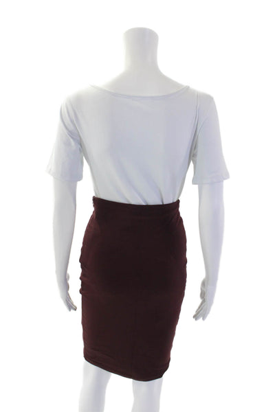 T Alexander Wang Womens Side Zip Knee Length Knit Pencil Skirt Red Size XS
