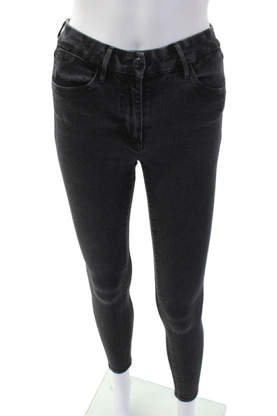 3x1 NYC Womens Zipper Fly Mid Rise Skinny Ankle Jeans Gray Denim Size 24