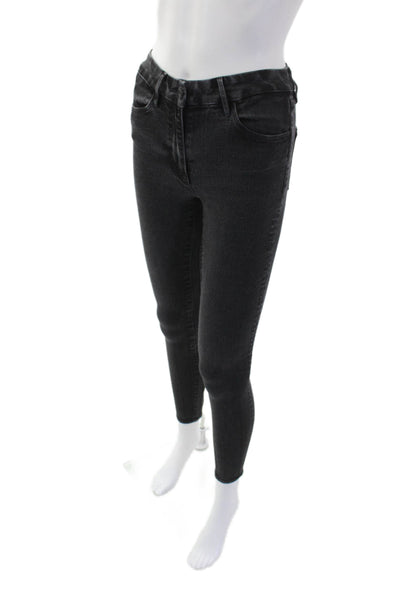 3x1 NYC Womens Zipper Fly Mid Rise Skinny Ankle Jeans Gray Denim Size 24
