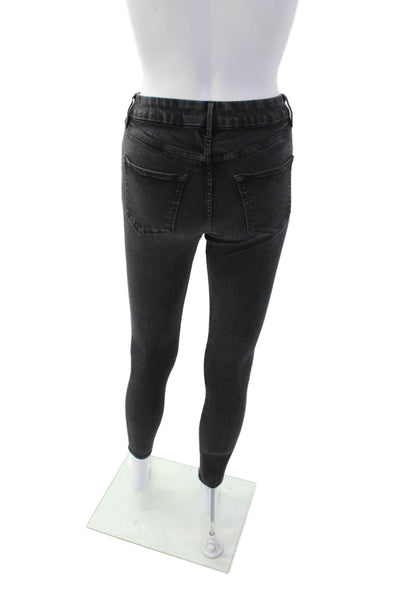 3x1 NYC Womens Zipper Fly Mid Rise Skinny Ankle Jeans Gray Denim Size 24
