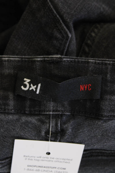 3x1 NYC Womens Zipper Fly Mid Rise Skinny Ankle Jeans Gray Denim Size 24