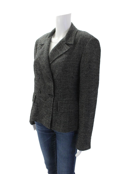 Donna Karan New York Womens Double Breasted Button Down Jacket Black Wool Size 1