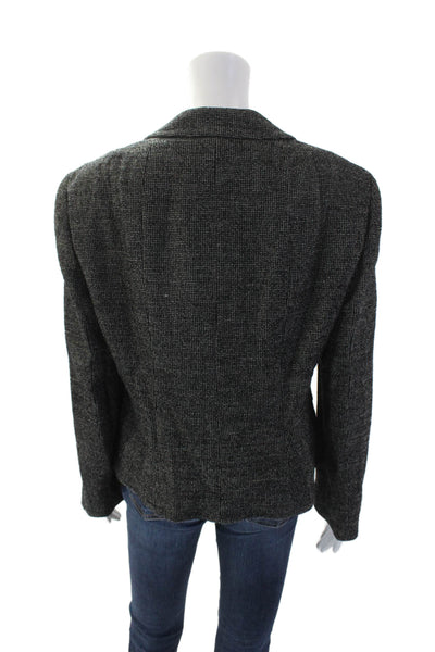 Donna Karan New York Womens Double Breasted Button Down Jacket Black Wool Size 1
