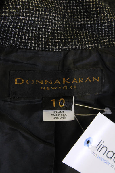 Donna Karan New York Womens Double Breasted Button Down Jacket Black Wool Size 1