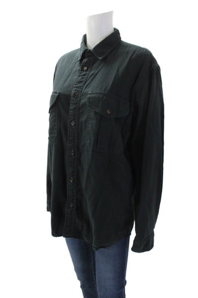 Filson Womens Cotton Collared Long Sleeve Button Down Shirt Black Size M