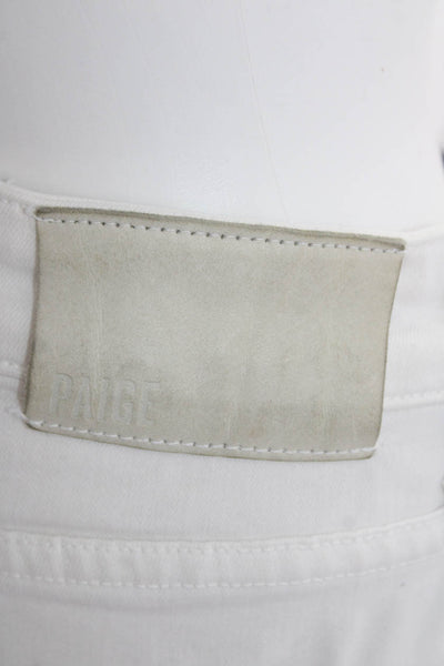 Paige Womens Five Pocket Mid Rise Distressed Skinny Jeans White Size 33