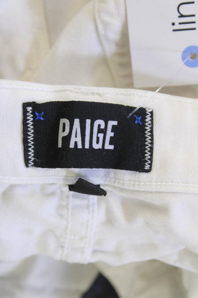 Paige Womens Five Pocket Mid Rise Distressed Skinny Jeans White Size 33