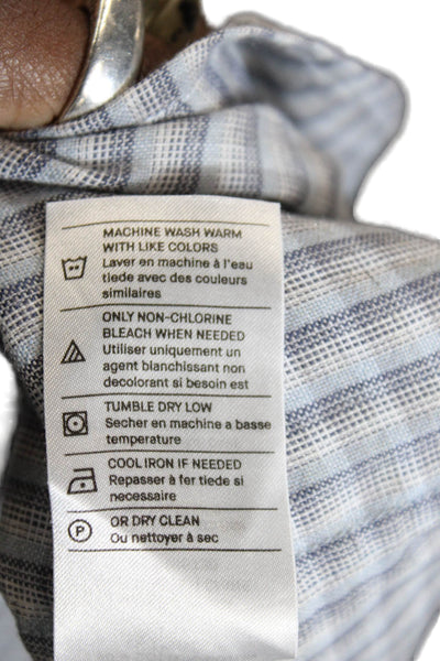 Vince Mens Cotton Plaid Collared Long Sleeve Button-Down Shirt Gray Size L