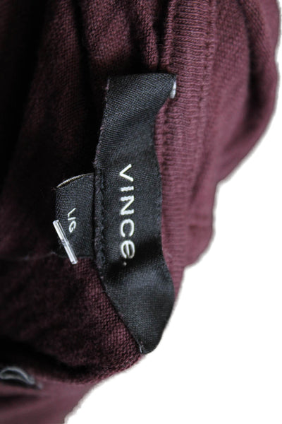 Vince Mens Cotton Long Sleeve Drawstring Pullover Hoodie Shirt Red Size L