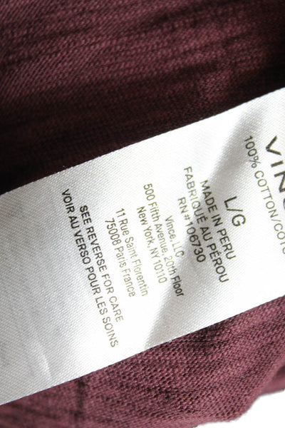 Vince Mens Cotton Long Sleeve Drawstring Pullover Hoodie Shirt Red Size L