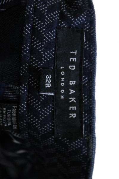 Ted Baker London Mens Mid Rise Slim Leg Dress Pants Blue Cotton Size 32