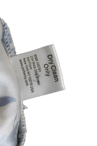 Parker Womens Textured V-neck Floral Printed Sleek Blouse White Size S