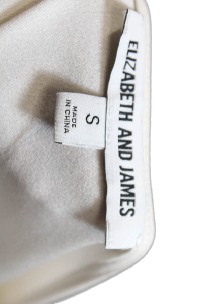 Elizabeth and James Womens Textured Long Sleeve Round Neck Blouse White Size S