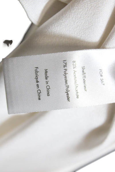 Elizabeth and James Womens Textured Long Sleeve Round Neck Blouse White Size S