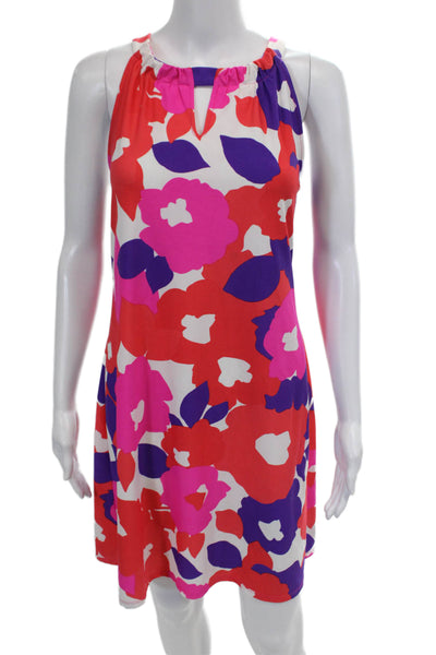 Jude Connally Womens Sleeveless High Neck Pattern Slip Dress Multicolor Size M