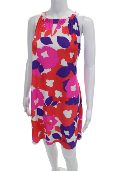 Jude Connally Womens Sleeveless High Neck Pattern Slip Dress Multicolor Size M