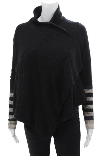 BCBG Max Azria Womens Open Front V-Neck Cardigan Sweater Black Size 2XS