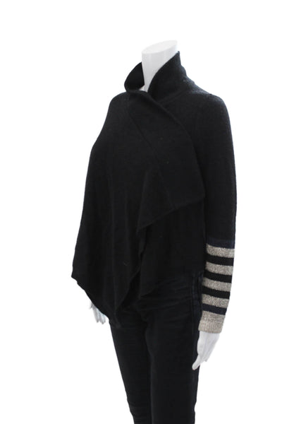 BCBG Max Azria Womens Open Front V-Neck Cardigan Sweater Black Size 2XS