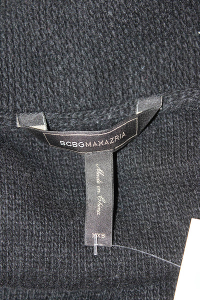 BCBG Max Azria Womens Open Front V-Neck Cardigan Sweater Black Size 2XS