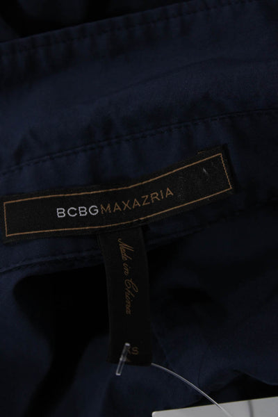 BCBG Max Azria Womens Cotton Collared Long Sleeve Button-Down Shirt Blue Size XS
