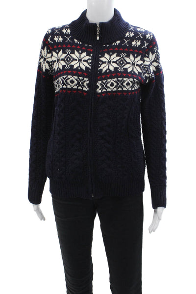 Aran Crafts Womens Wool Long Sleeve Zip Up Multicolor Sweater Blue Size XXS