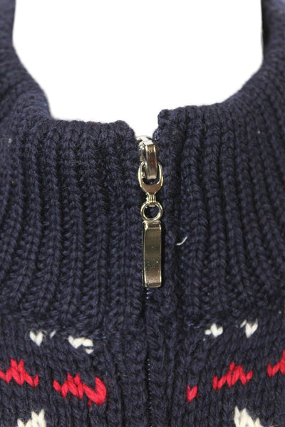 Aran Crafts Womens Wool Long Sleeve Zip Up Multicolor Sweater Blue Size XXS