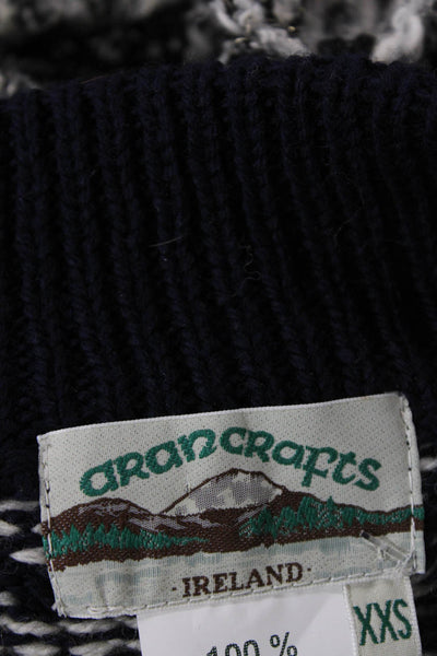 Aran Crafts Womens Wool Long Sleeve Zip Up Multicolor Sweater Blue Size XXS
