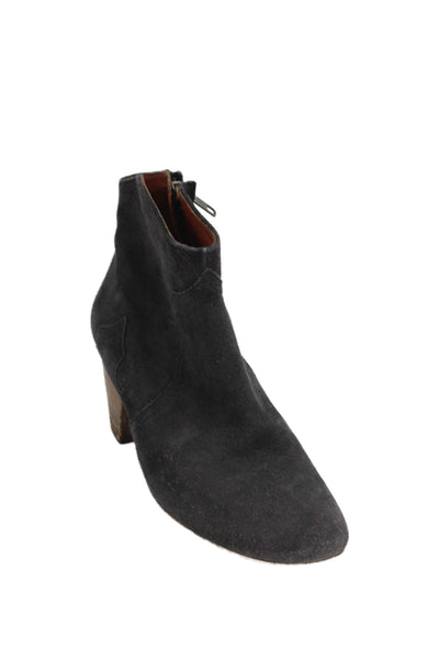 Isabel Marant Womens Textured Lined Zip Block Heel Booties Black Size EUR 36