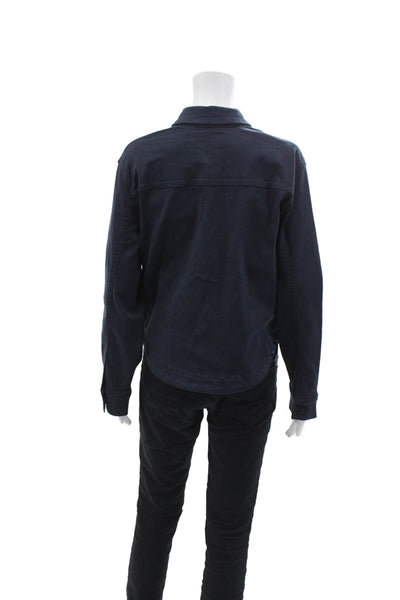 Renuar Womens Long Sleeves Button Down Shirt New Midnight Blue Cotton Size Small
