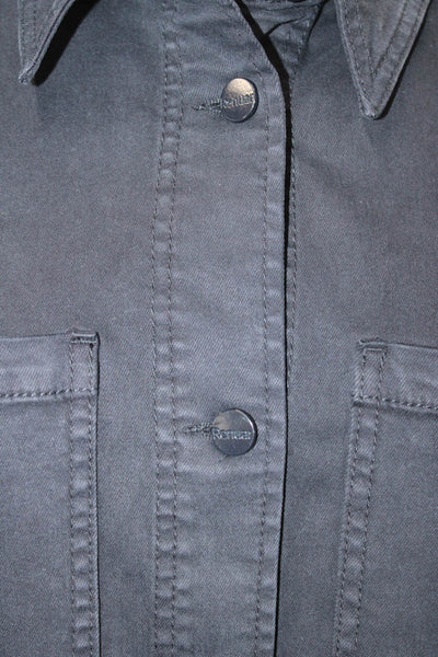 Renuar Womens Long Sleeves Button Down Shirt New Midnight Blue Cotton Size Small