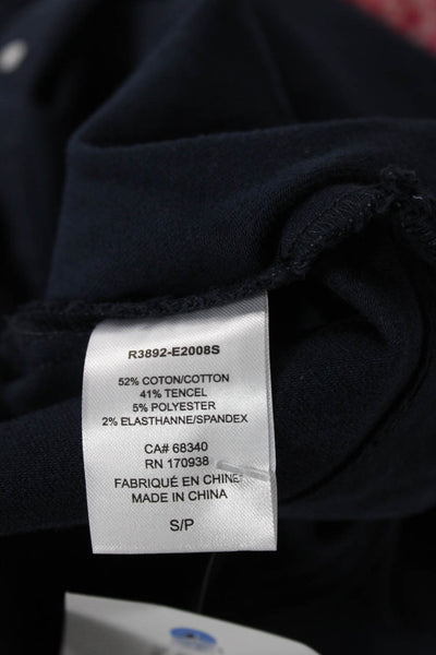 Renuar Womens Long Sleeves Button Down Shirt New Midnight Blue Cotton Size Small
