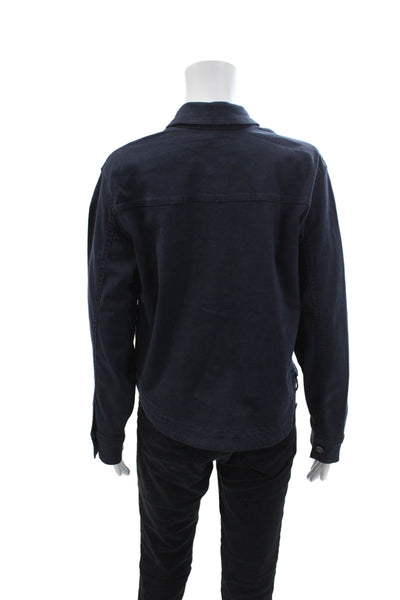Renuar Womens Long Sleeves Button Down Shirt New Midnight Blue Cotton Size Mediu
