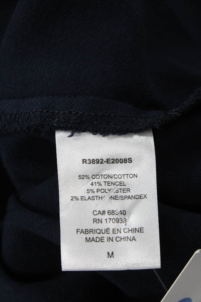 Renuar Womens Long Sleeves Button Down Shirt New Midnight Blue Cotton Size Mediu