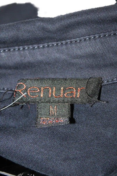 Renuar Womens Long Sleeves Button Down Shirt New Midnight Blue Cotton Size Mediu